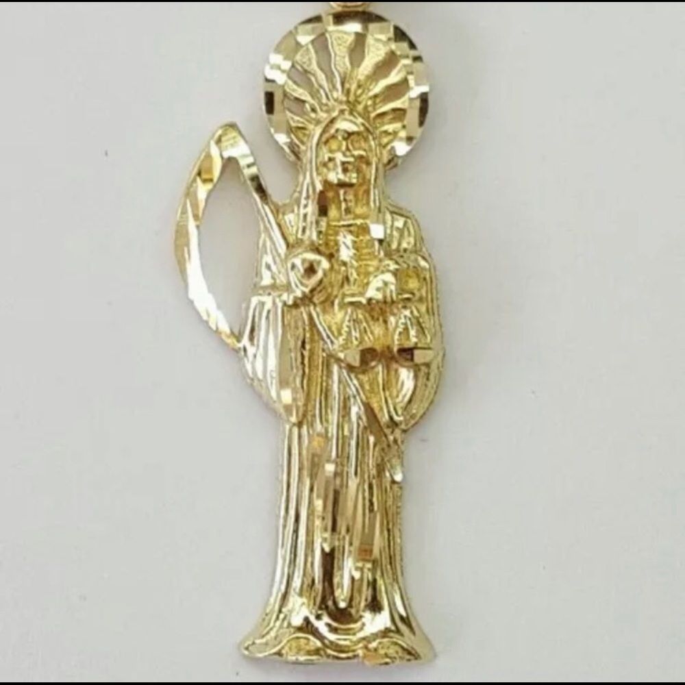 Gold-Tone Saint Pendant Necklace Charm - Men Accessories Jewelry